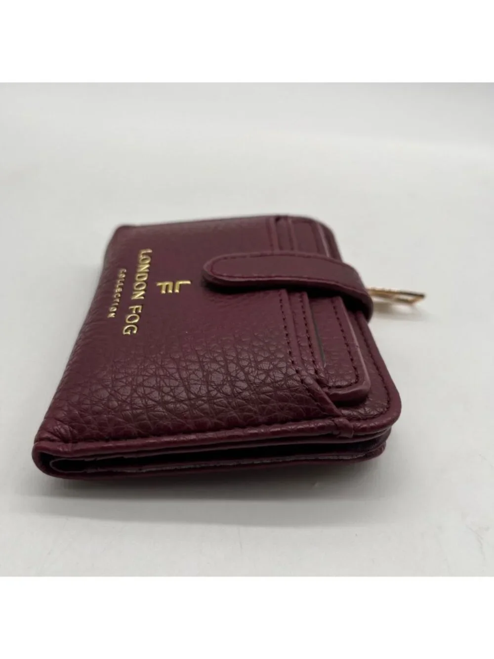 London Fog Burgundy Pebbled Faux Leather Wallet